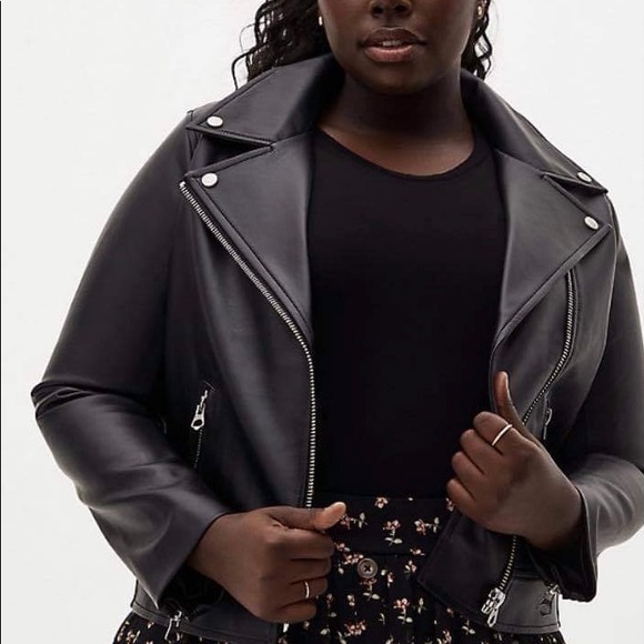 Black Faux Leather Moto Jacket - Picture 2 of 2